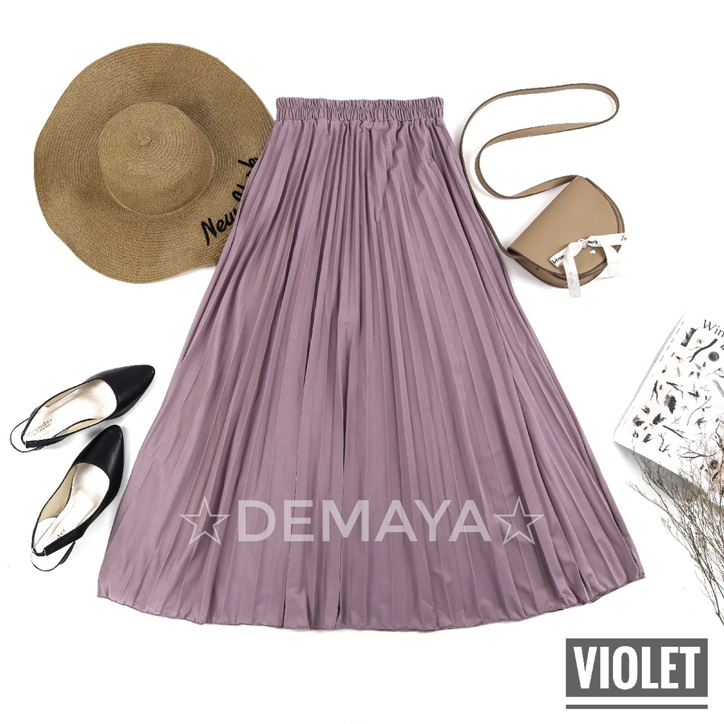 Rok Plisket Panjang EKONOMIS Demaya 881.B Rok Rempel Mayung Flowy Pleated Skirt Flare Skirt