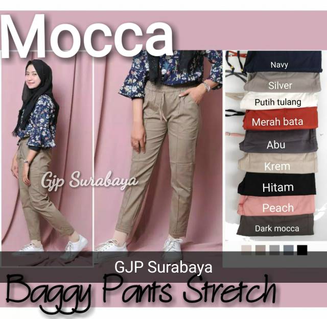 celana kerja wanita baggy pants tebal melar size M L  XL 2L 3L 4L 5L