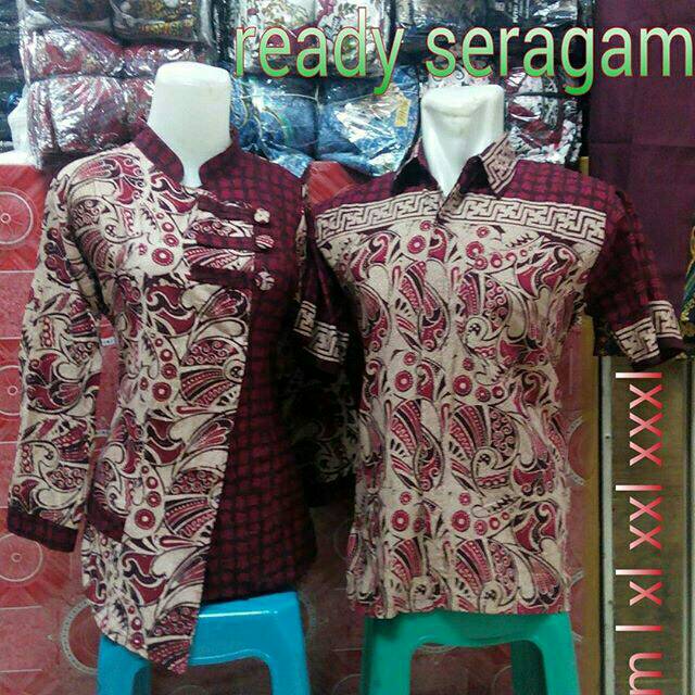  Baju  Batik Couple  Kemeja  Batik Couple  Hem Cowok Lengan 