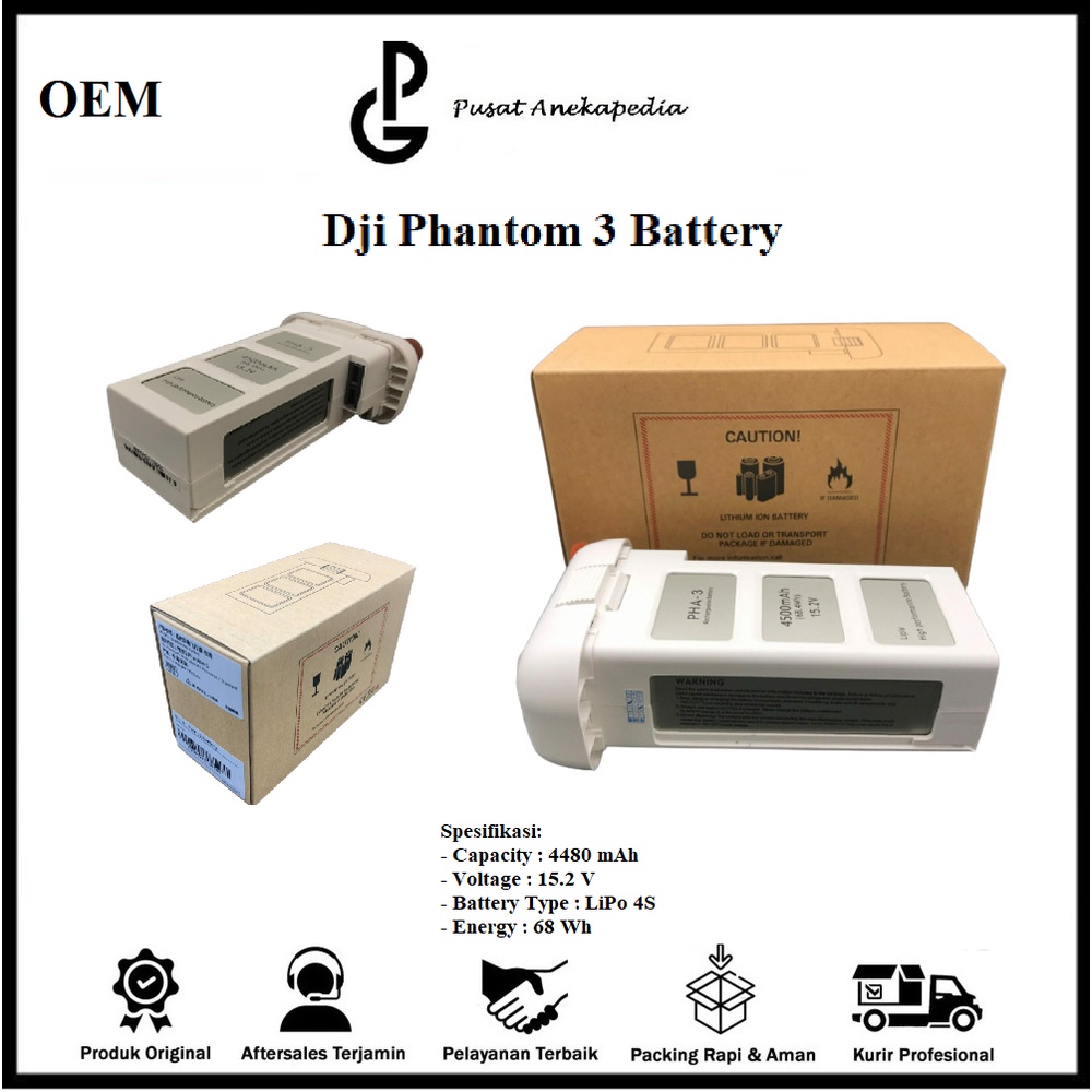 Dji Phantom 3 Battery - Dji Phantom 3 Baterai - Dji Phantom 3 Batre OEM Super Kualitas 1:1