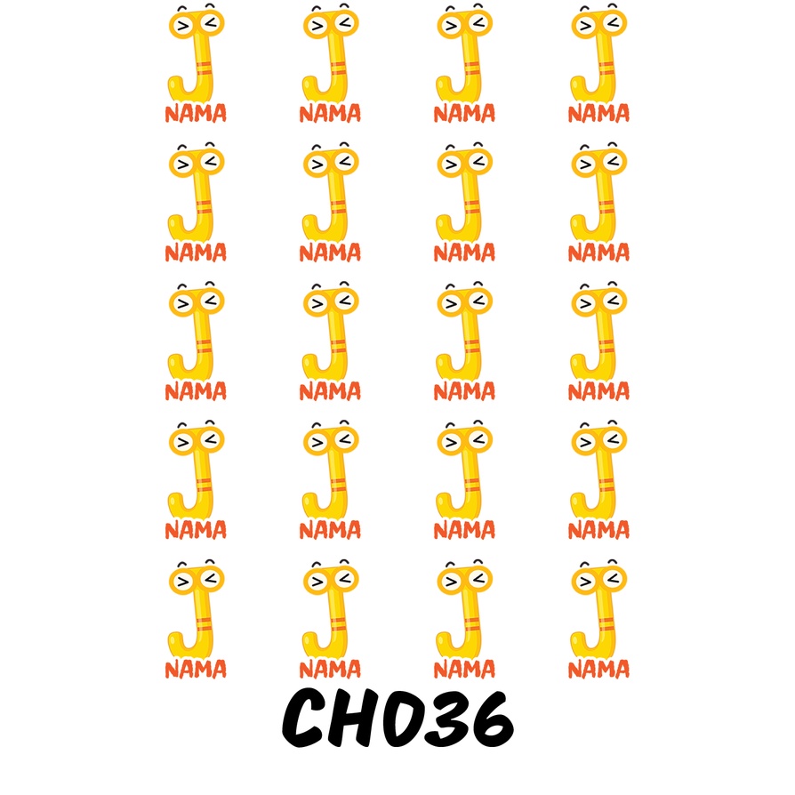 

Sticker Nama Cutting Label Waterproof Tahan Air Huruf 36 (CH036)