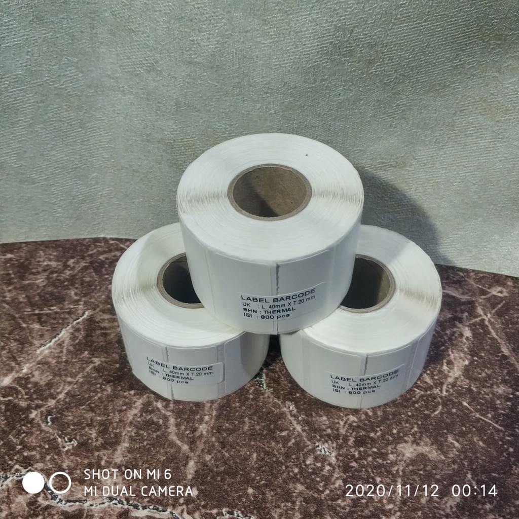 Hi Quality Label Thermal 40x20 - 4x2 Sticker Thermal 40x20 - Label Barcode 40x20 Thermal Tnpa Ribbon