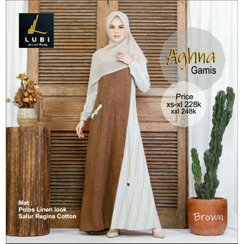 Gamis Lubi Aghna Brown Size L