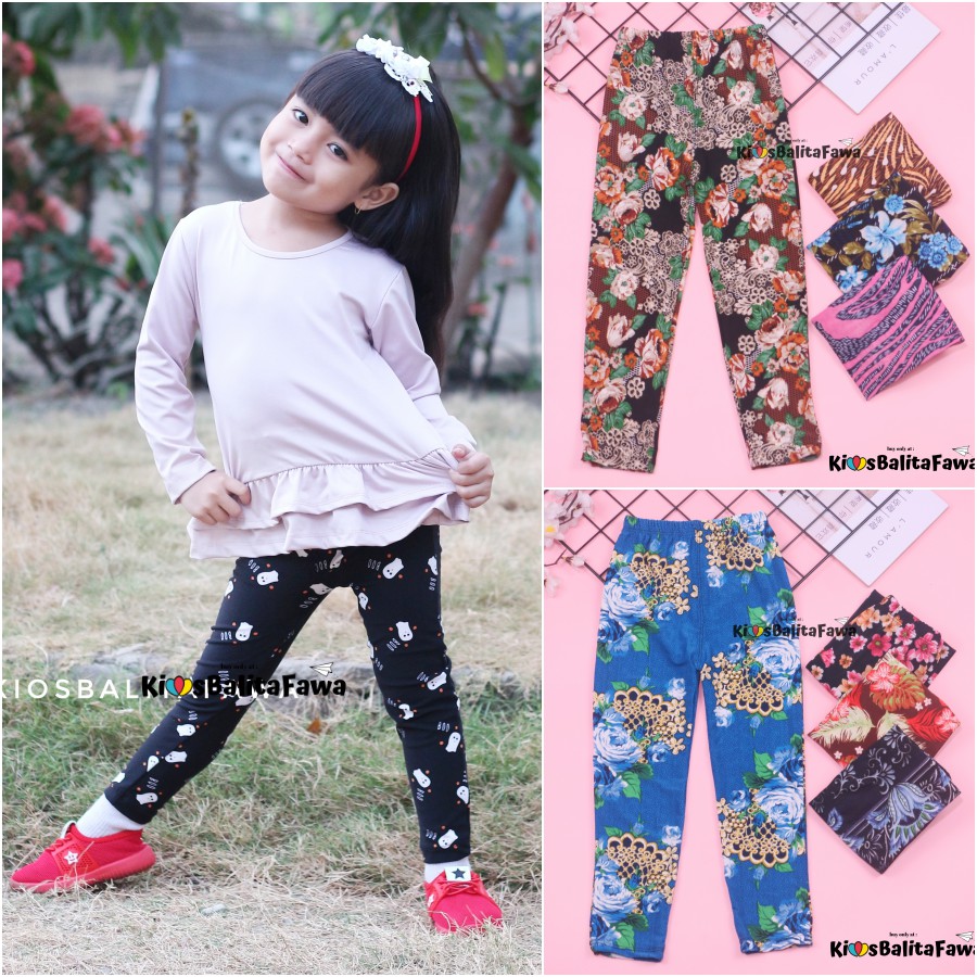 Legging Carlissa uk 4-5 Tahun / Leging Anak Perempuan Celana Panjang Ketat Motif Adem Grosir Murah