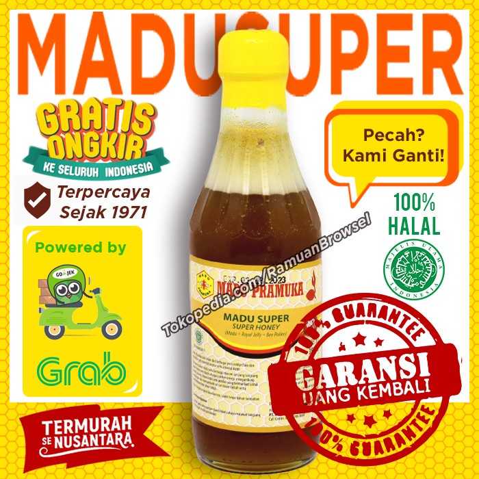 

Madu Pramuka Alami Super 350ml (Madu + Pollen + Royal Jelly)