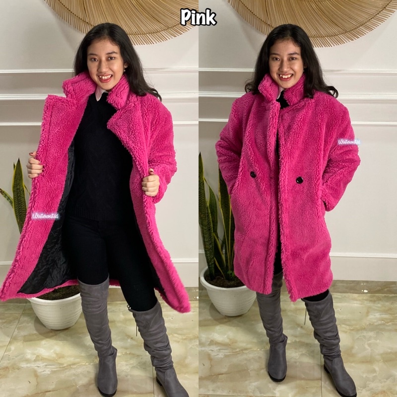 Faux fur coat winter impor mantel wanita musim dingin jaket hangat big size jumbo plus