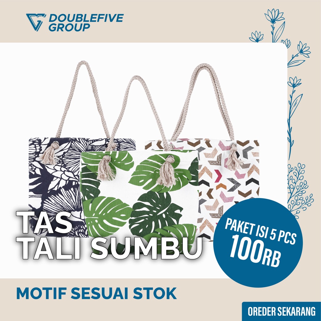 TOTE BAG TAS WANITA AESTHETIC TALI SUMBU KANVAS MOTIF 100 RIBU DAPAT 5 PCS TAS VIRAL TERBARU 2022