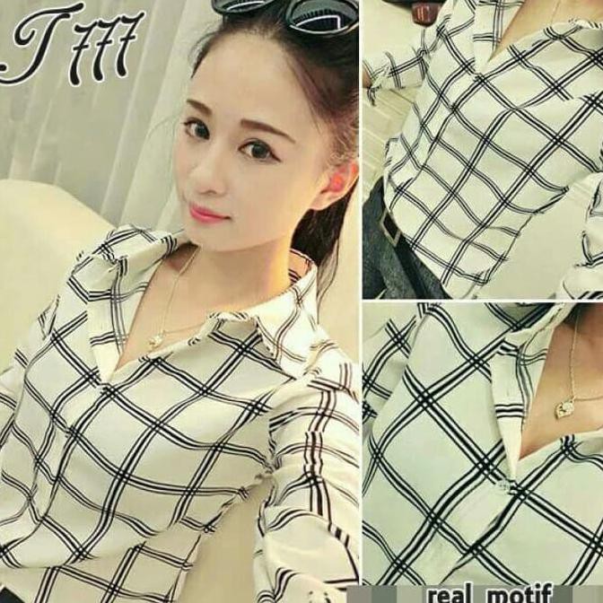 Barang Berkualitas Baju Atasan Kemeja Wanita Model Hem Bonie (Dua Varian) - Hitam MURAH