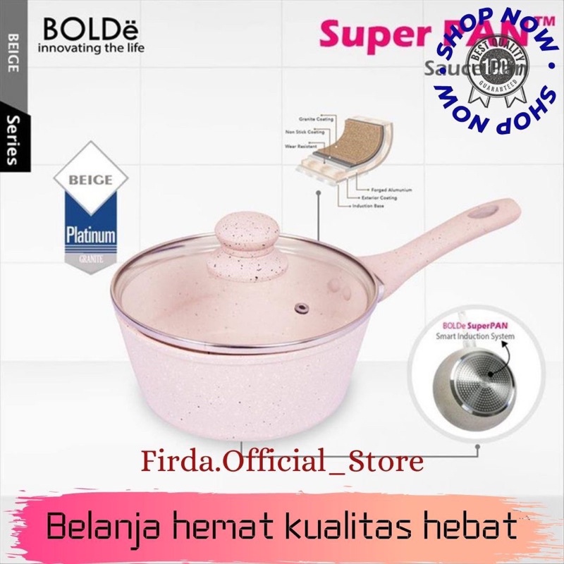 BOLDE SUPER PAN SAUCE PAN   PANCI GRANITE COATING 18CM BEIGE