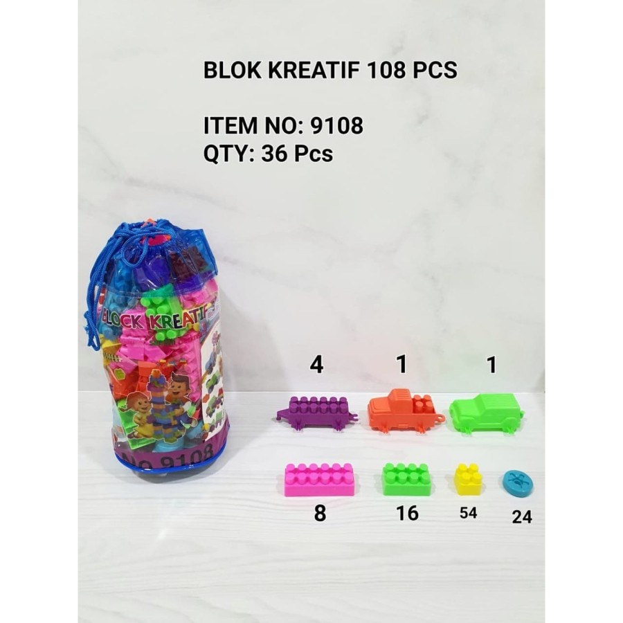 Blok Kreatif isi 108pcs Puzzle Susun / LEGO / Mainan Edukasi M158-108