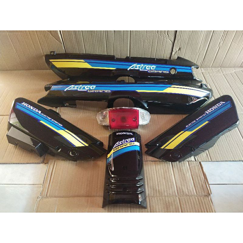 cover body astrea honda grand 91 92 bodi astrea grand bulus pacul list biru kuning sett stoplam belakang grand