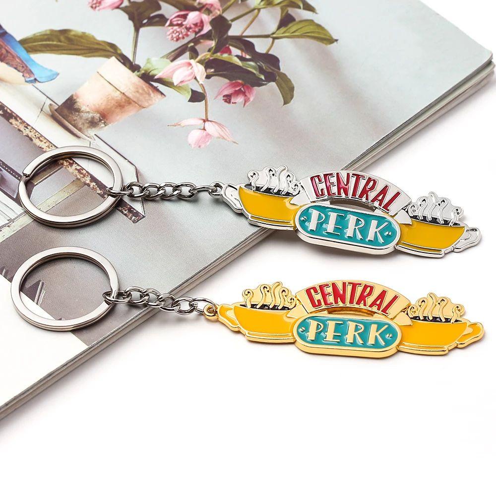 QUINTON Gantungan Kunci Teman Hadiah Natal Wanita Pria Liontin Logam Central Perk Car Keyring Friends keys holder