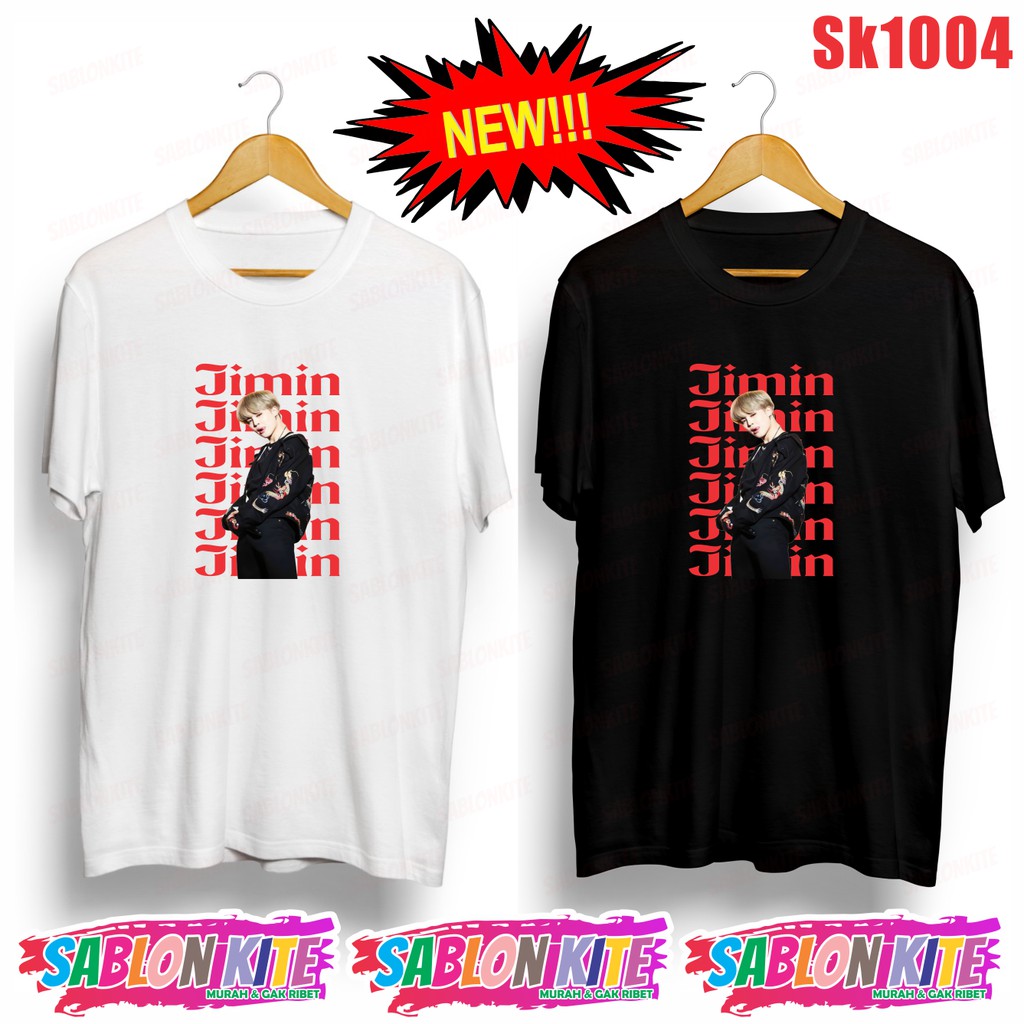 MURAH!!! KAOS KPOP JIMIN TULISAN FOTO MEMBER SK1004 UNISEX COMBED 30S