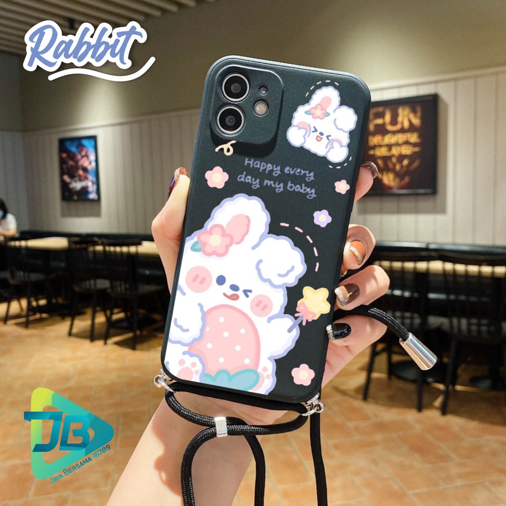 SOFTCASE SILIKON SLINGCASE TALI LANYARD STRAP PHONE MACARON PELINDUNG KAMERA RABBIT OPPO VIVO SAMSUNG XIAOMI REALME IPHONE ALL TYPE JB5495