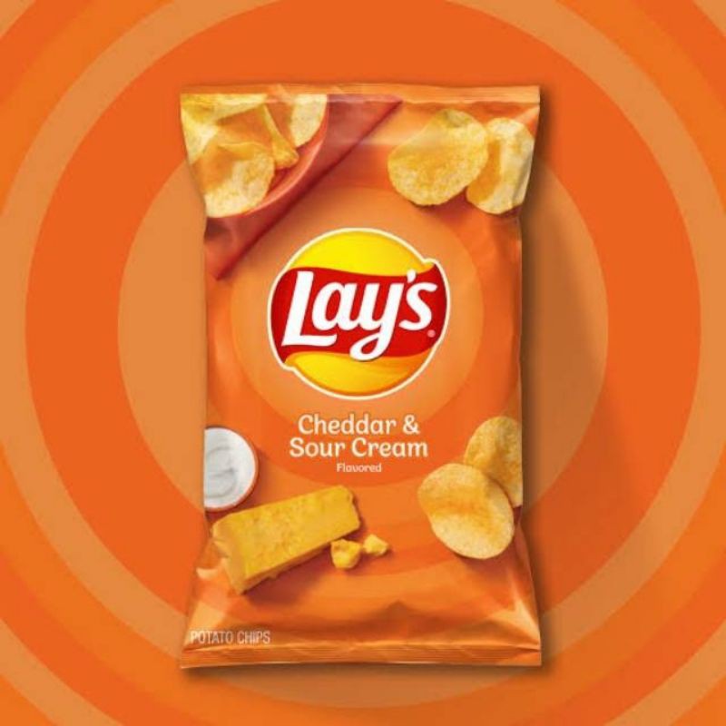 

LAYS Import. Kripik Kentang Rasa keju & Sour cream. Super tipis kriuk renyah