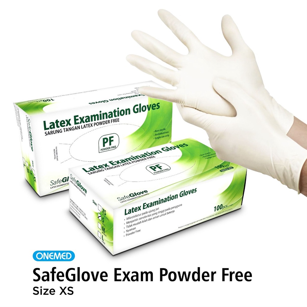 Sarung Tangan Latex Safeglove Exam Powder Free PF Putih - XS OJ2