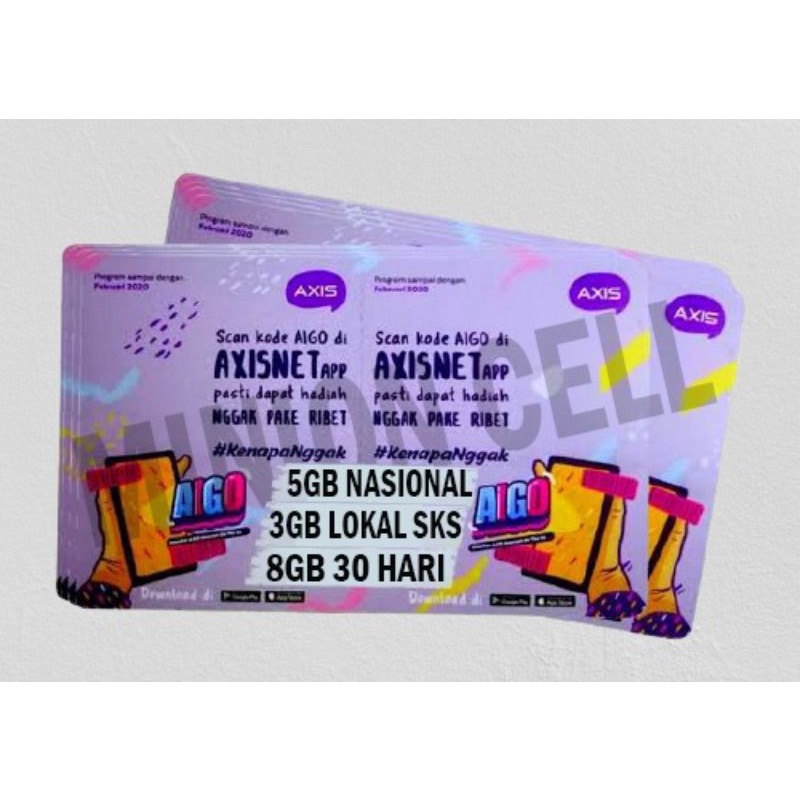 VOUCHER AXIS 8GB/12GB 30 HARI ( 5GB KUOTA NASIONAL & 3GB KUOTA LOKAL SUMATERA)
