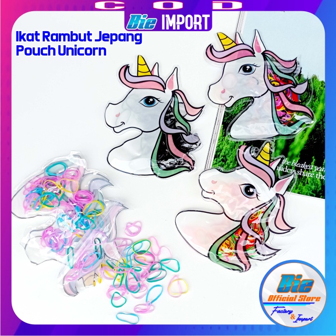 Ikat Rambut Jepang Sedang Free Pouch Unicorn