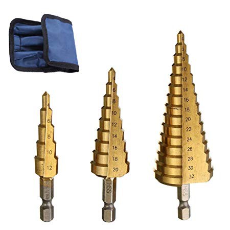 3 Pcs Mata Bor Step Drill Pagoda Multi Step Cone Hss Coating Titanium 15 Steps 4-32mm