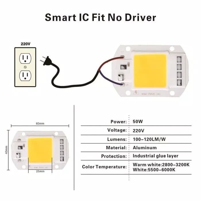 LED COB 50WATT 220V / HIGH POWER LED 220VOLT 50W