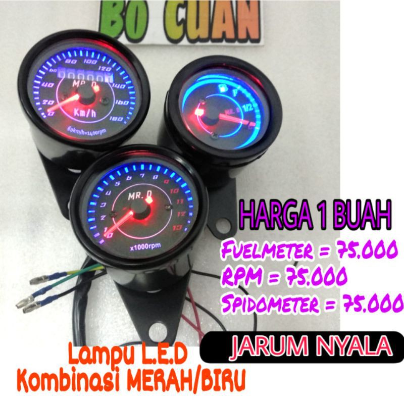 speedometer rpm amper bensin bulat hitam spidometer spido custom speedo spido motor universal km