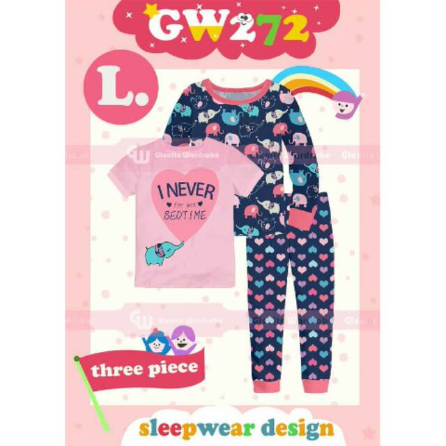 [READY] Setelan 3pcs Piyama Anak GW 272 Elephant