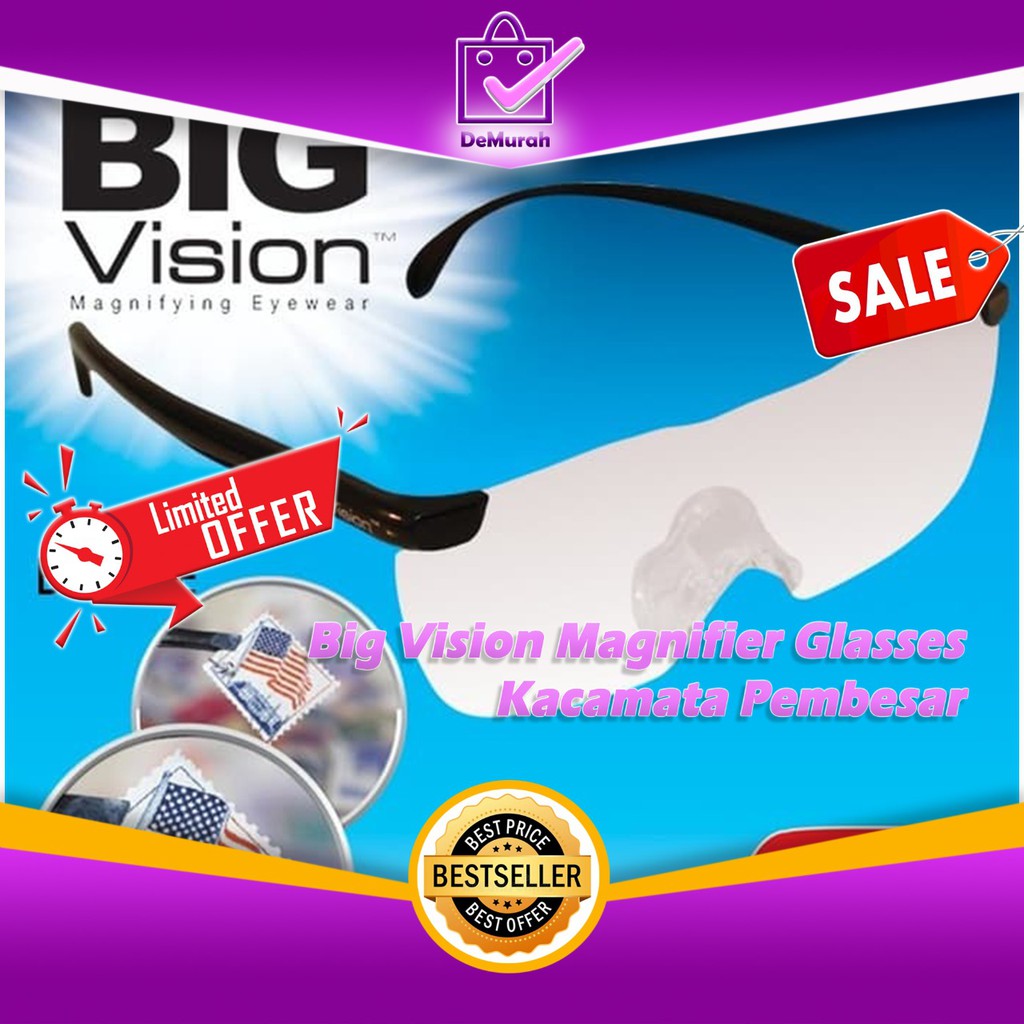 Big Vision Magnifier Glasses / Kacamata Pembesar