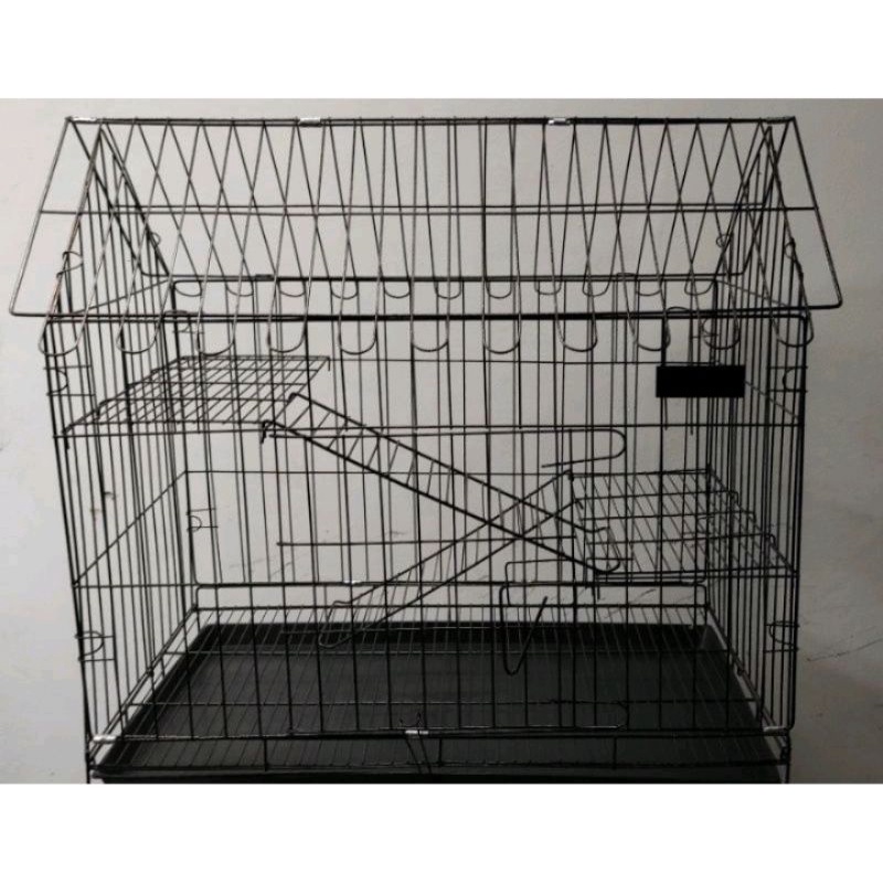 kandang besi lipat / kucing tingkat 2 + roda SIZE XL / 75