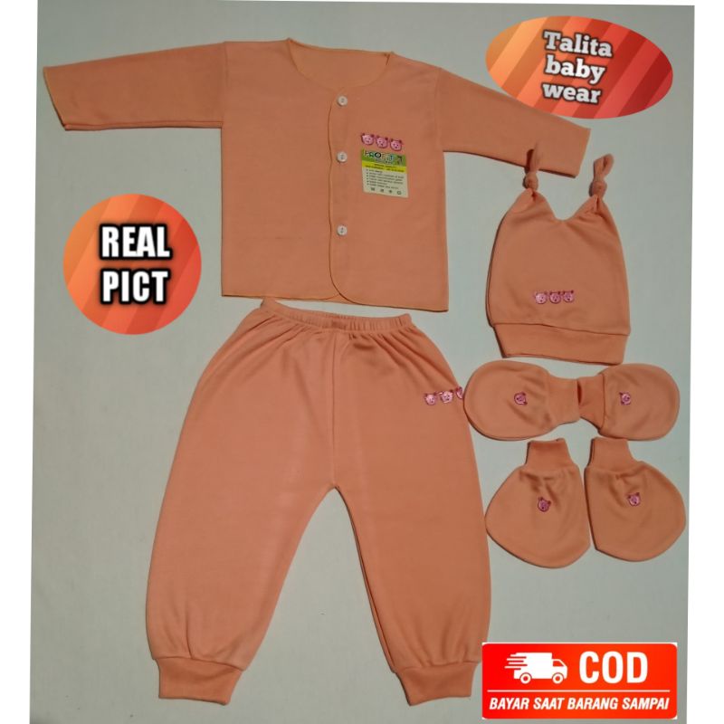 Set Baju Bayi Perempuan Baru Lahir Lengan Panjang+topi STK