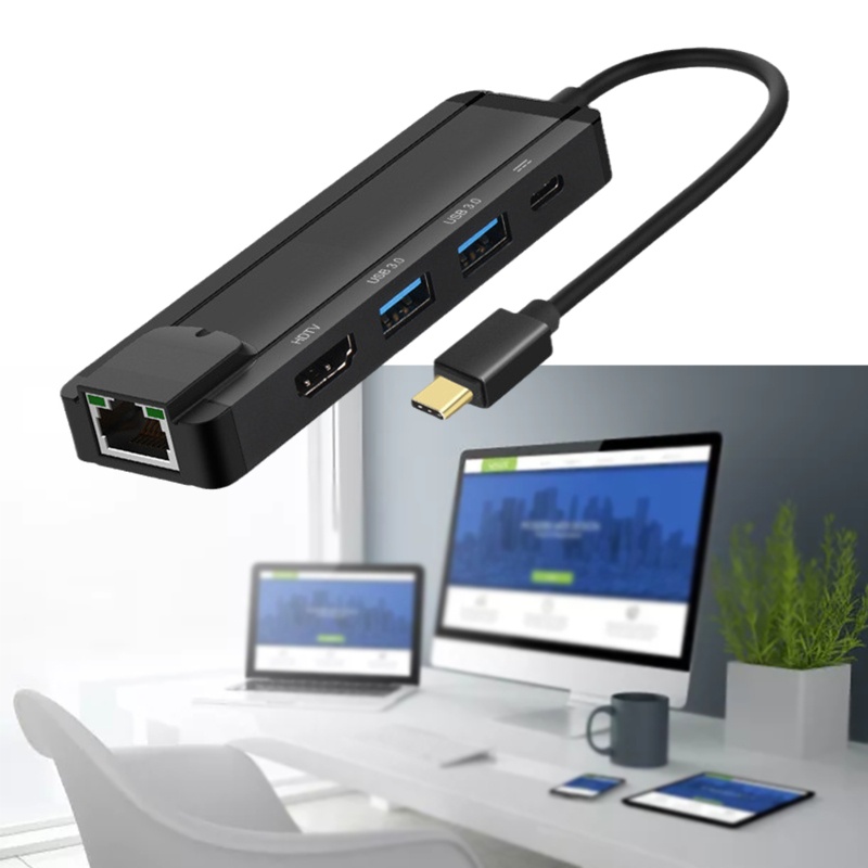 Vivi Hub USB Type C 5in1 Ultra Slim Dengan Ethernet, PD Charging 4K HDMI-compatibl