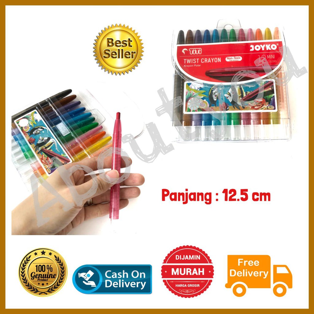 

Krayon PUTAR Crayon oil pastel TITI mini set 12 warna murah premium