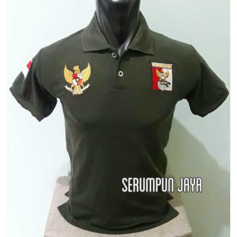 KAOS PERBAKIN GARUDA HIJAU ARMY - KAOS KERAH PERBAKIN GARUDA ANTI MAINSTREAM FULL BORDIR