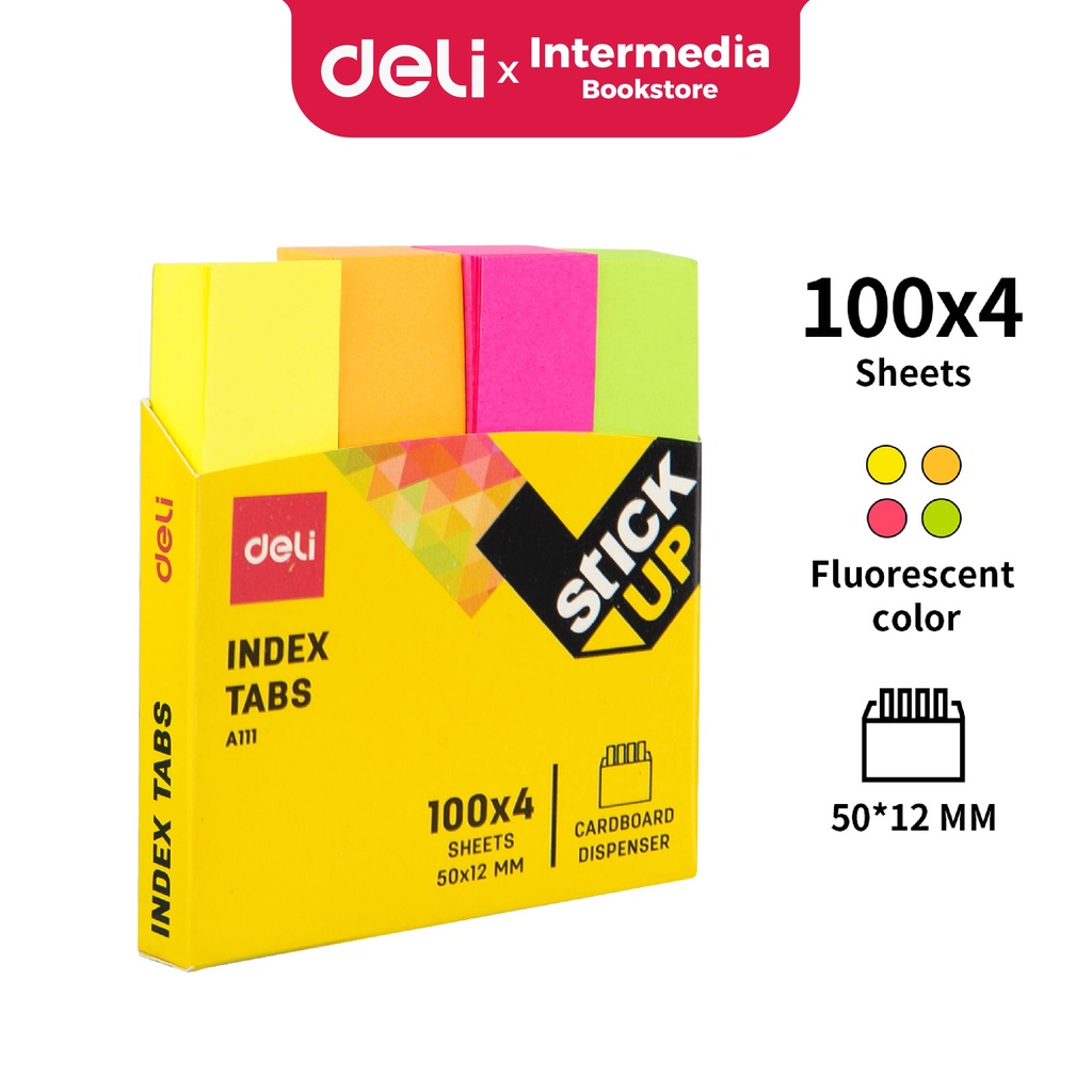 

Deli EA11102 Index Tab penanda warna cerah melekat kuat media yang ditempel tetap bersih 100 sheet / lembar