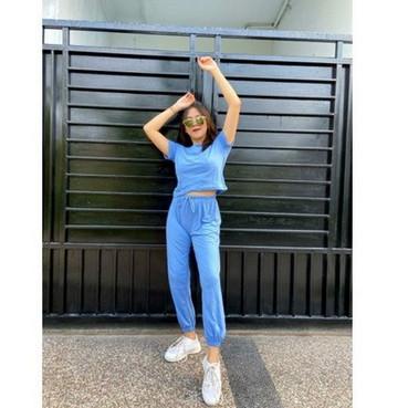 [0HM] ilook | One Set Dinda | One Set Polos | Setelan Jogger Wanita - Fit to L NX3N