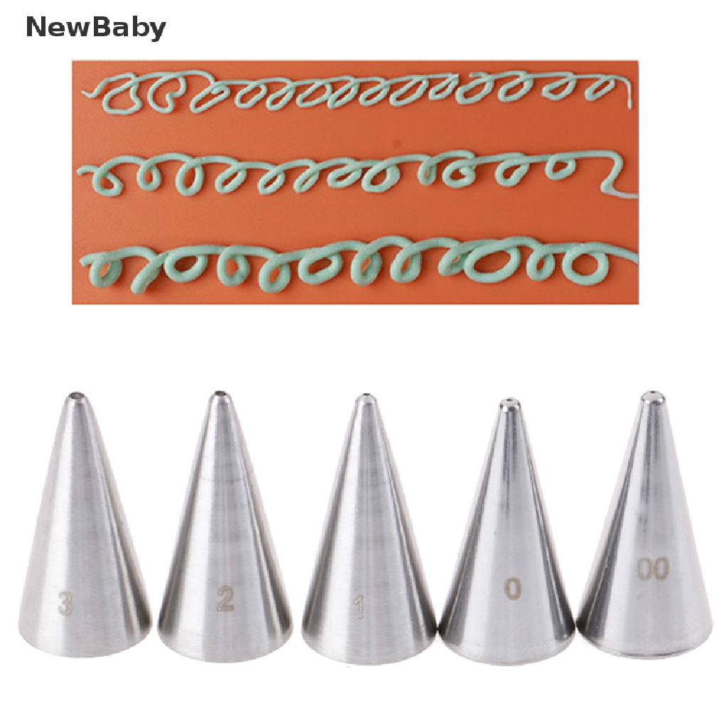 Newbaby 5Pcs / Set Spuit Piping Icing Bentuk Bulat Untuk Dekorasi Kue / Pastry