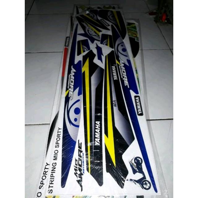 Striping lis sticker variasi mio sporty amore mata biru lis kuning