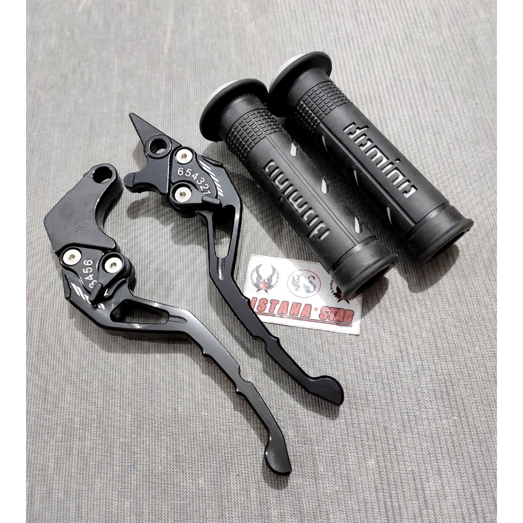 Handle Rem Kopling Variasi Tiger , sonic , CB150 , CBR ,CBR 150R , Verza , GL pro + Grip domino sisik/hitam