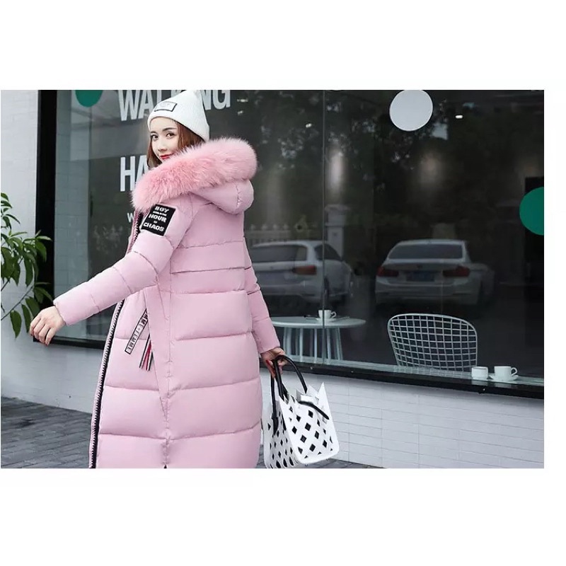 Winter Puffer Coat Women with Hoodie Jaket Winter Panjang Wanita