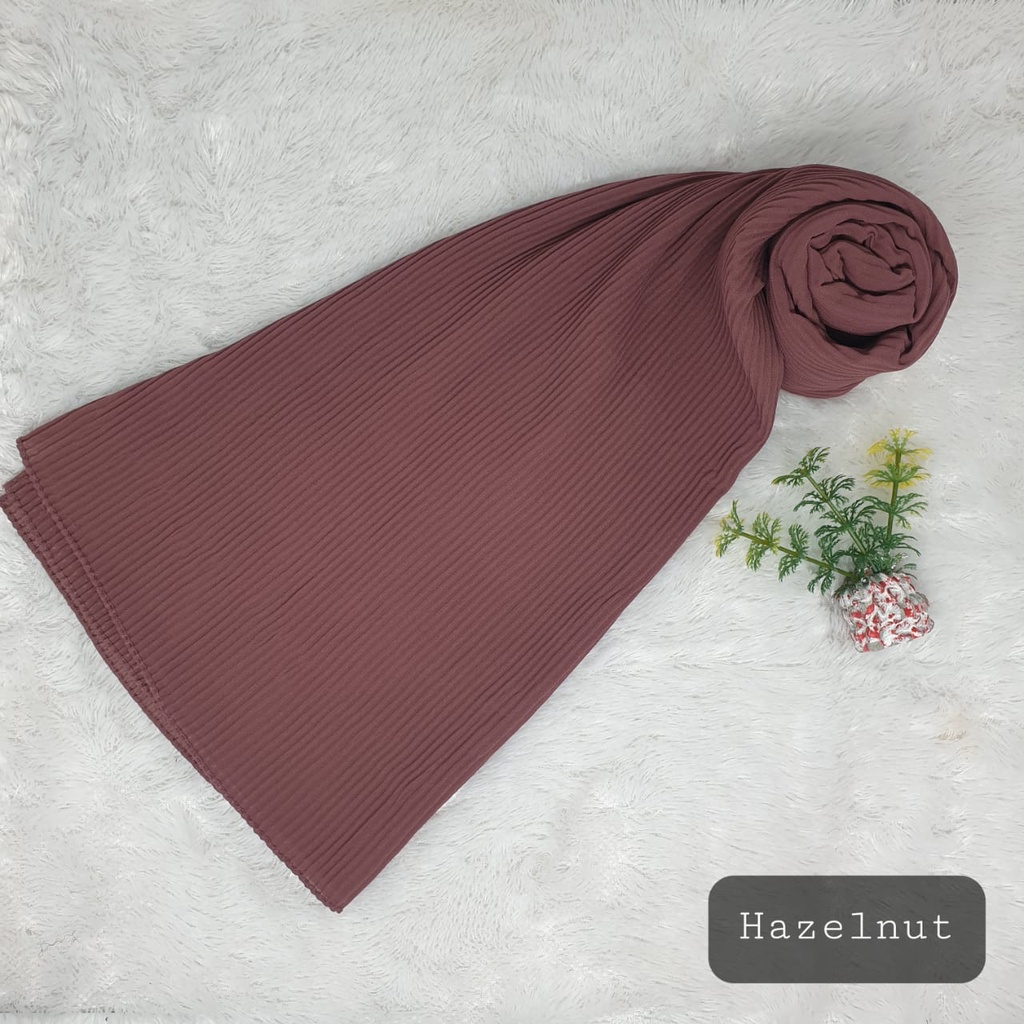 Pashmina Plisket Ceruty Babydol Full Plisket Lidi Tanpa Lipatan-HAZELNUT