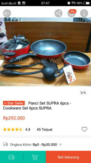 Panci Set Supra 6pcs - Cookware Set 6pcs Supra