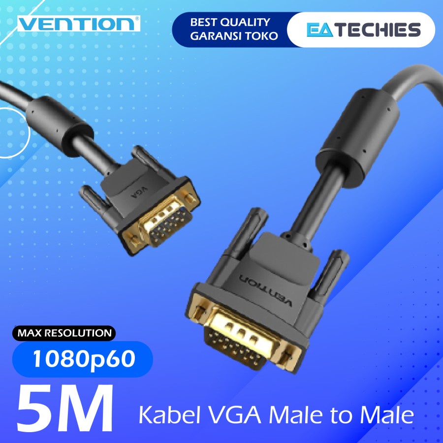 [5M] Vention Kabel VGA to VGA Male to Male Gold Plated Premium - DAE