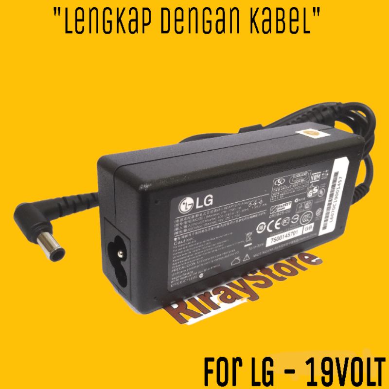 Adaptor TV dan Monitor LG Original 19V 1.7A / 2.1A Free Kabel Power