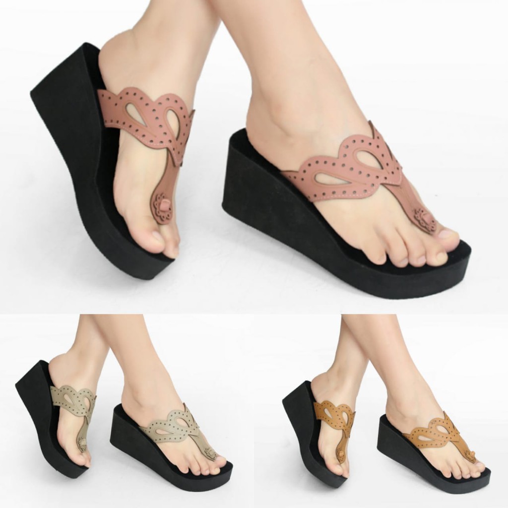 Wedges 5cm Sandal Platform Wanita Murah Casual Slip Sendal Cewek Santai Selop SPJN21