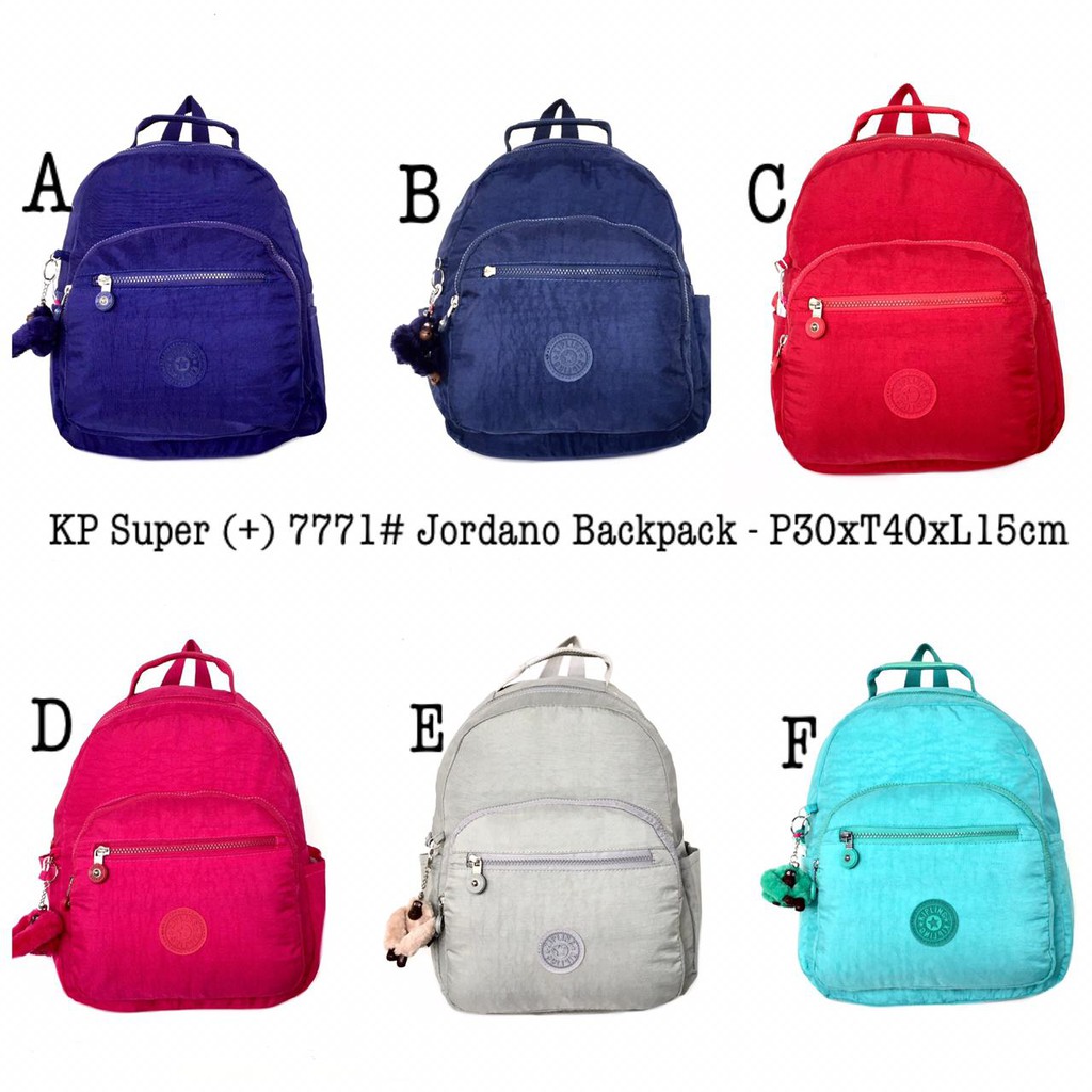 Tas Kipling Ransel Kecil Medium Jordano Backpack 7771 Sekolah  SD TK Anak Cowok Cewek Laki Perempuan