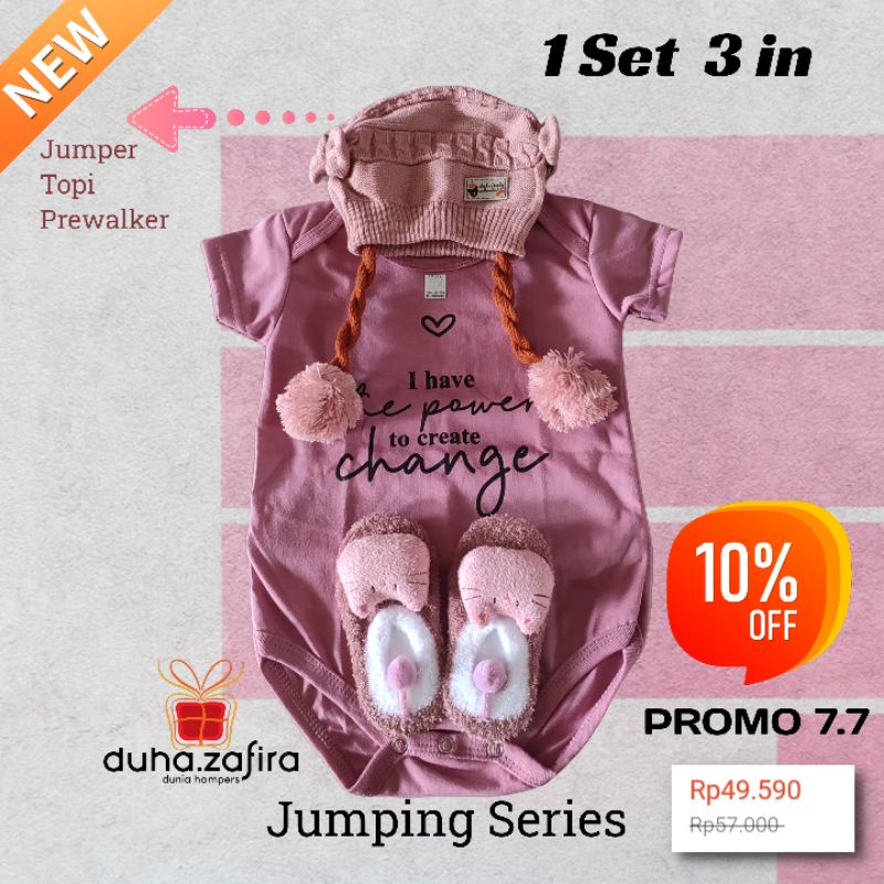 Duha Zafira | 1 Set 3in baju bayi Newborn/ Jumper / Topi Bonet/ Prewalker/ Set baju bayi Newborn/ Hampers Bayi/ Setelan bayi/ baju bayi perempuan/ baju baby girl/ Kado lahiran/ dress bayi/ baju akikah/ baju Aqiqah aqikah bayi