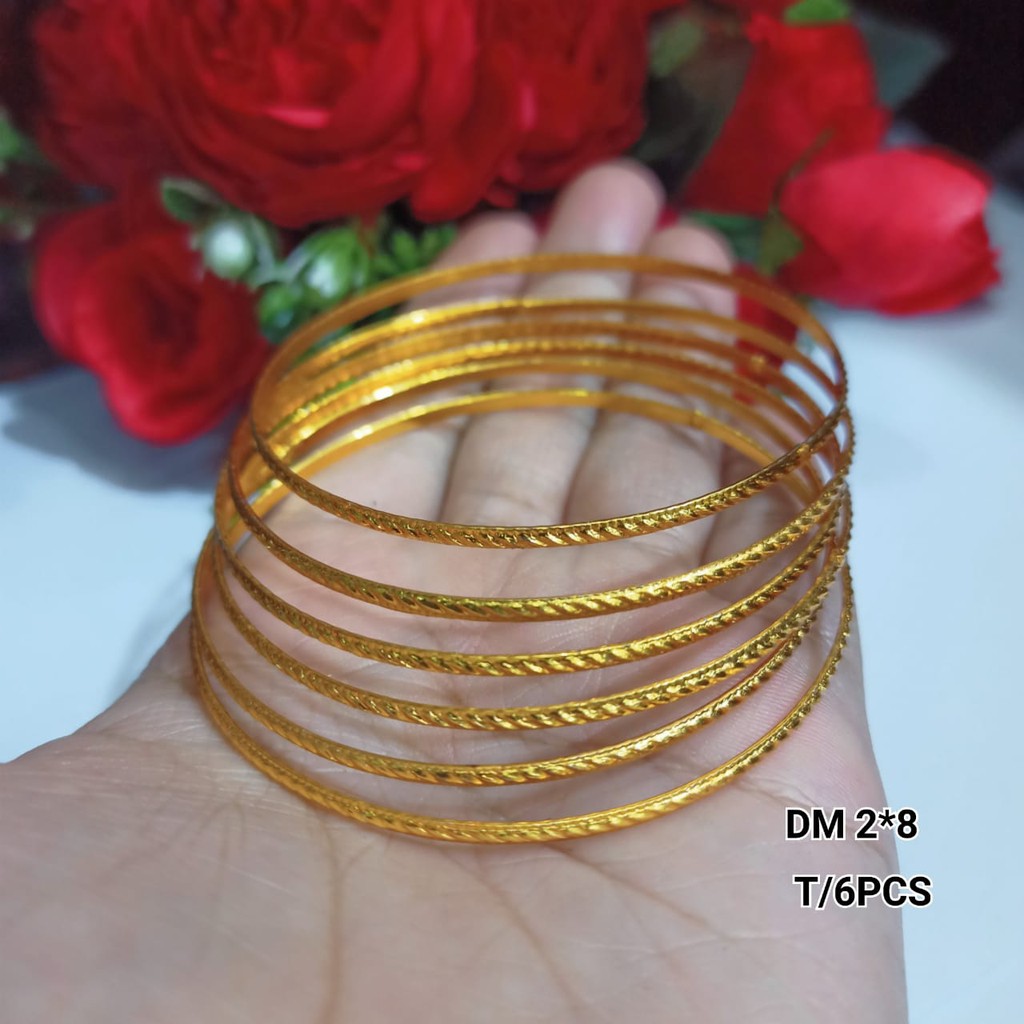 SET GELANG TITANIUM KERONCONG ISI 6PCS VARIANT WARNA GOLD DAN SILVER ANTI KARAT | COD