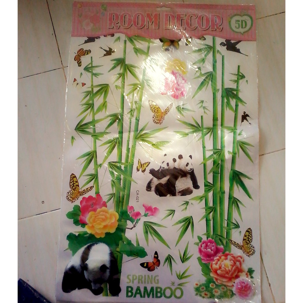 Wall Sticker 3 Dimensi Panda 90x60cm Hiasan Ruang Kamar Cantik