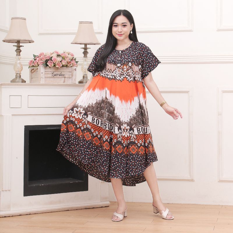 DASTER PAYUNG JUMBO COKLAT KANCING DEPAN BUSUI BUMIL-Lawas oren