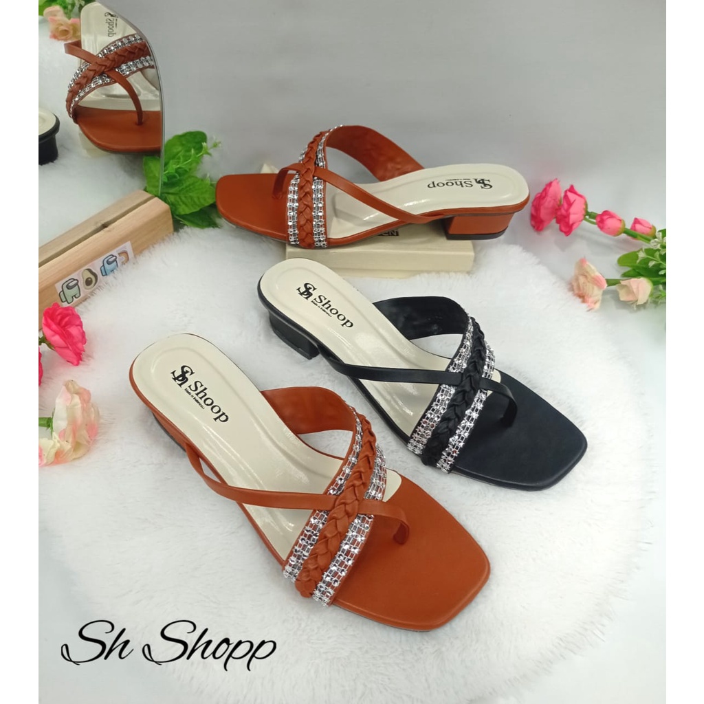 Sendal heels Wanita Model silang jepit