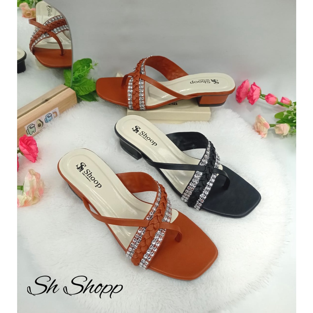 Sendal heels Wanita Model silang jepit